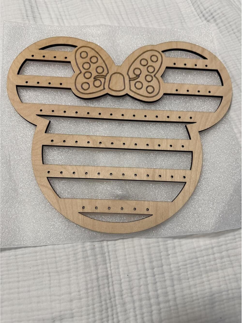 Unfinished Wooden Minnie Mouse Earring and Jewelry Organizer